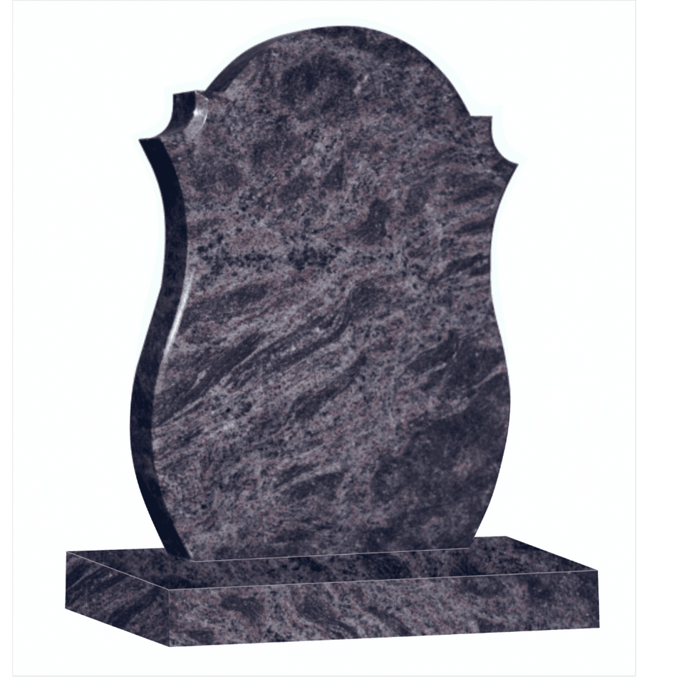Custom shaped memorial design - Blue-gray marble